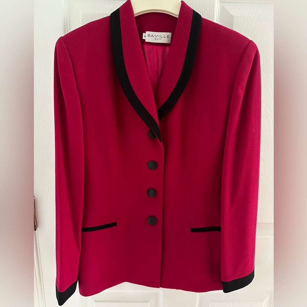 Vintage Saville Berry with Black Detail Blazer Size 8